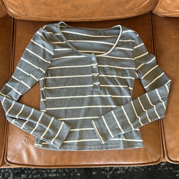 Casual Everyday Basic Striped Top Long Sleeve - Picture 1 of 5